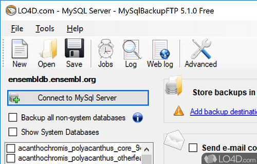 Backup MySQL databases and save them to a FTP server or to local or network shared locations - Screenshot of MySQLBackupFTP