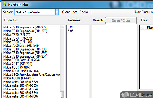 Screenshot of NaviFirm Plus - Decide which firmware is more suitable to Nokia mobile phone by selecting from several firmware versions (if available)