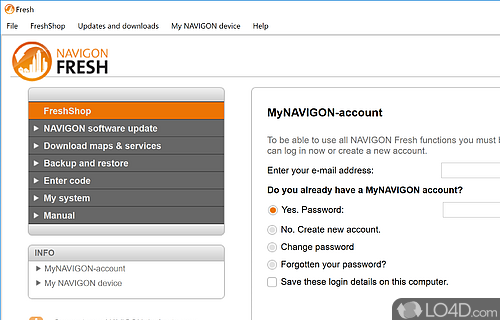 User interface - Screenshot of NAVIGON Fresh