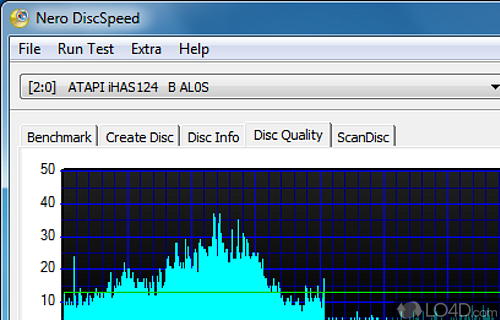 Screenshot of Nero DiscSpeed - Powerful CD-ROM benchmark utility that retrieves information related to drive speed