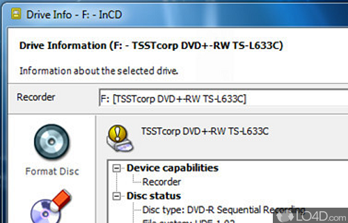 Screenshot of Nero InCD - Which can easily erase, format and verify DVDs and CDs