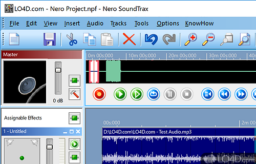 Audio mixing and editing software solution that can help you apply fade effects to tracks and create great sounds and mixes - Screenshot of Nero SoundTrax