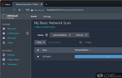 Complete and network vulnerability scanner for quick and easy patching, configuration - Screenshot of Nessus