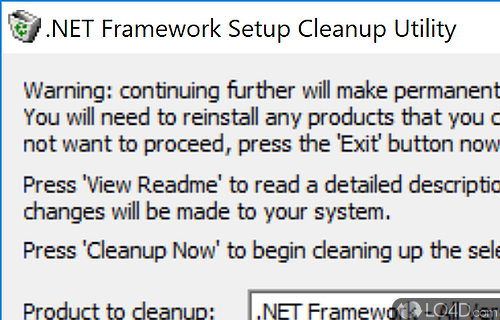 Command-line support - Screenshot of .NET Framework Cleanup Tool