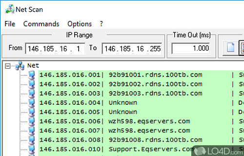 Network IP Port Scanner for public and private addresses - Screenshot of Net Scan