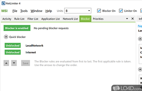 Network Monitor tool - Screenshot of NetLimiter
