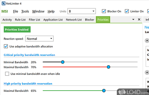Bandwidth Limiter (or shaper) - Screenshot of NetLimiter