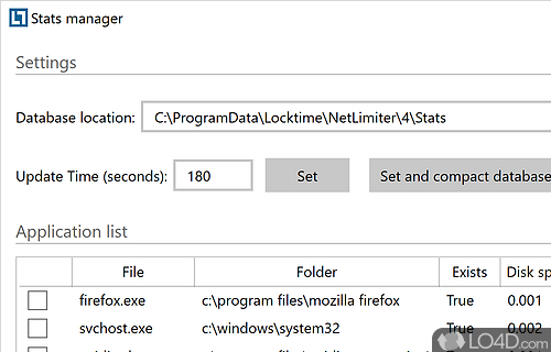 Statistical tool - Screenshot of NetLimiter