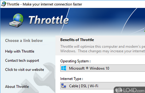 Screenshot of Throttle - Modify modem settings to improve Internet speed