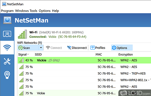 System tray accessibility - Screenshot of NetSetMan