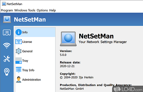 Network settings manager for Windows PC - Screenshot of NetSetMan