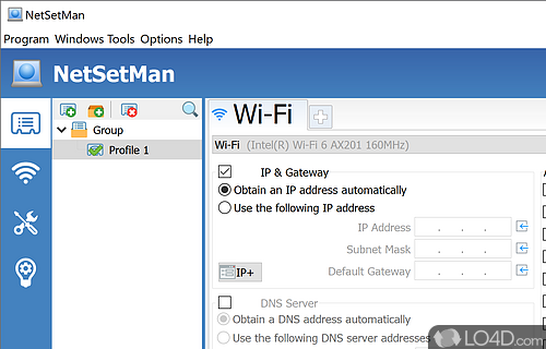 Network settings manager that lets you create up to six different network profiles - Screenshot of NetSetMan