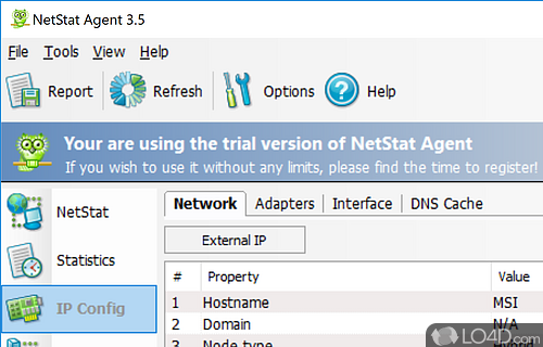 User interface - Screenshot of NetStat Agent
