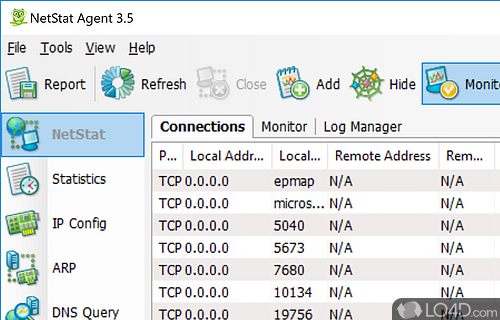 Clever and app designed for network monitoring and connections diagnosis, that can monitor TCP and UDP process connections - Screenshot of NetStat Agent