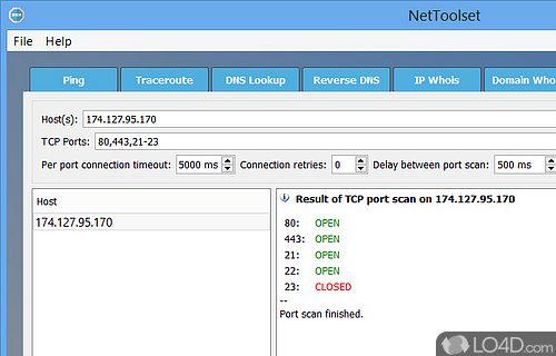 Ping, traceroute, whois tool for network administration - Screenshot of NetToolset