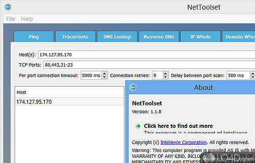User interface - Screenshot of NetToolset