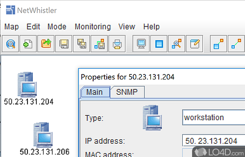 Clean front-end to facilitate the creation of network maps - Screenshot of NetWhistler