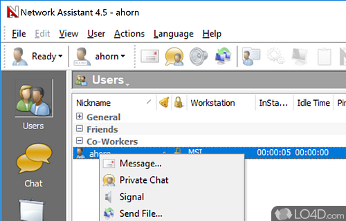 User interface - Screenshot of Network Assistant