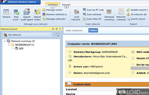 Run reports about the network - Screenshot of Network Inventory Advisor