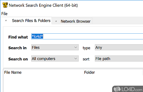 User interface - Screenshot of Network Search Engine