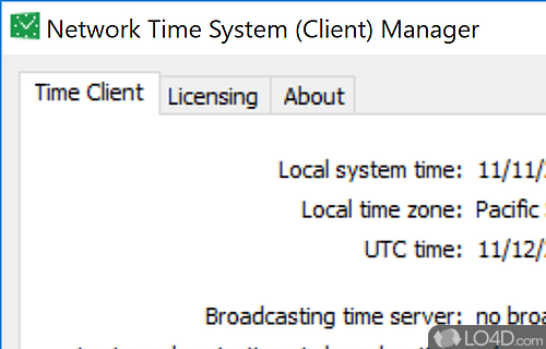 Quick setup of clients and server components - Screenshot of Network Time System