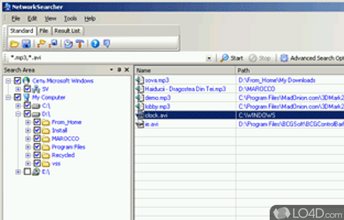Screenshot of NetworkSearcher - Search files across LAN or local disk