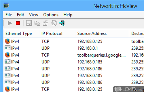 Practical network monitoring app that provides you with the necessary tools to create detailed HTML reports about data traffic - Screenshot of NetworkTrafficView