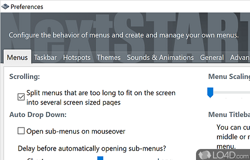 User interface - Screenshot of NextSTART