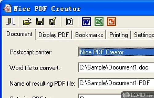 Screenshot of Nice PDF Creator - User interface