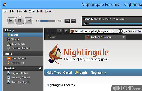 Audio player with support for many file formats - Screenshot of Nightingale