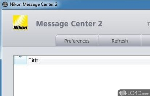 Screenshot of Nikon Message Center - User interface
