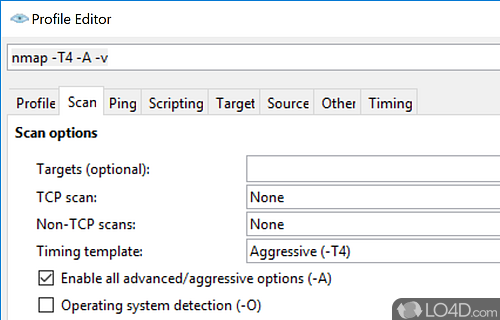 User interface - Screenshot of Nmap for Windows