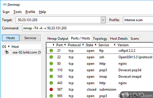 View hosts across a network - Screenshot of Nmap for Windows