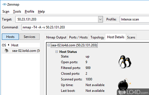 Network discovery and security auditing - Screenshot of Nmap for Windows