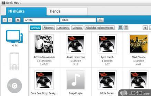 Screenshot of Nokia Music Player - Manage, listen and transfer the music you love between PC and mobile devices, create playlists and burn CDs