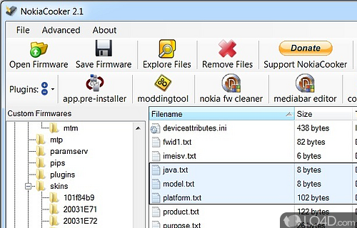 Screenshot of NokiaCooker - Compact app allows you to modify the firmware files for Nokia phones in order to create a customized operating system
