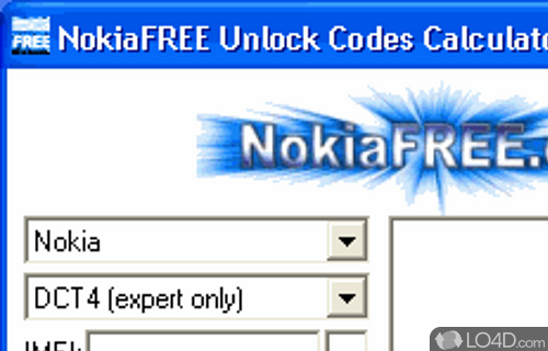 Screenshot of NokiaFree Unlock Codes Calculator - Allows additional operations on Nokia phones