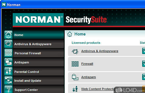 Screenshot of Norman Virus Control - User interface