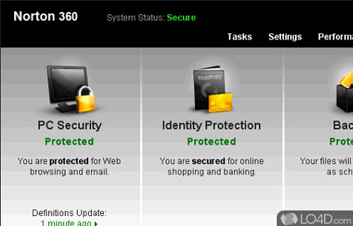 Screenshot of Norton 360 - Rapid installation and clear-cut interface