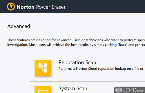 Remove viruses - Screenshot of Norton Power Eraser