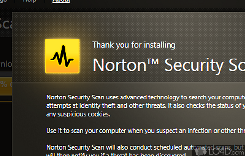 Displays your computer's security status - Screenshot of Norton Security Scan