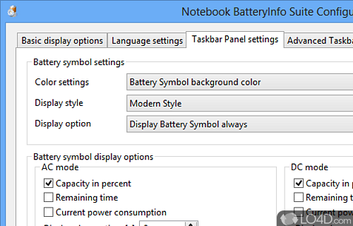 Screenshot of Notebook BatteryInfo - Configure battery display settings easily