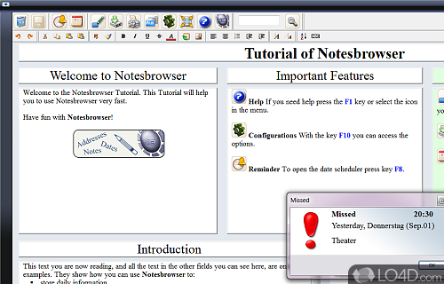 Screenshot of Notesbrowser - Complex and complicated graphical interface