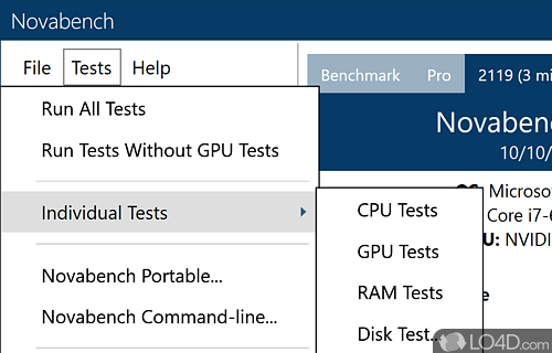 A handy benchmarking utility for your computer - Screenshot of NovaBench