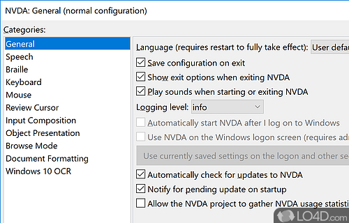 A Free (GPL) Productivity program for Windows - Screenshot of NVDA Portable