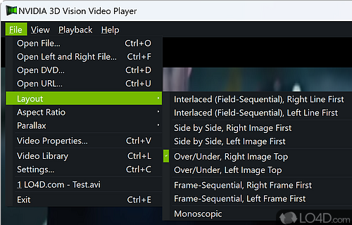 Easily play multiple 2D and 3D formats - Screenshot of NVIDIA 3D Vision Video Player