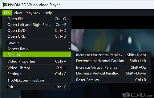 Easily load and play the most common video/image file formats for PC - Screenshot of NVIDIA 3D Vision Video Player