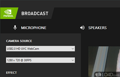 User interface - Screenshot of Nvidia Broadcast