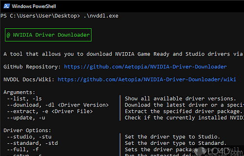 Screenshot of NVIDIA Driver Downloader - CLI-dependent app to grab the latest version of NVIDIA drivers for graphics card