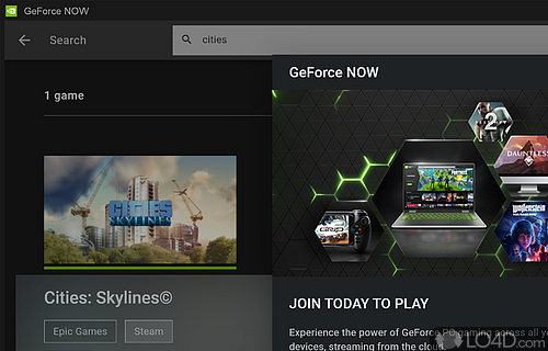 A free program for Android, by Nvidia - Screenshot of NVIDIA GeForce Now
